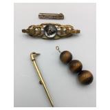 BAR PINS HORSE HEAD DUCK TIGER EYE PENDANT