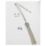 PENDANT NECKLACE  CHAIN FRINGE EARRINGS
