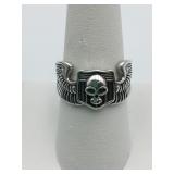 STERLING SILVER 925 RING SIZE 9 WITH SKULL  WINGS