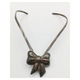 STERLING SILVER RIGID CHOKER WITH BOW FOCAL 1.21