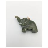 GREEN STONE ELEPHANT PENDANT POSSIBLY JADE TRUNKS