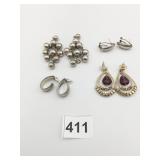 EARRINGS DANGLE DROP GOLD TONE AND SILVER TONE