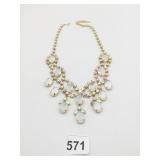 REGAL STATEMENT NECKLACE OPALESCENT GOLD TONE