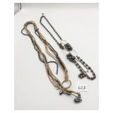 BEADED BROWN NECKLACE SUEDE AND BEADED STRANDS