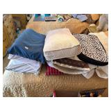 ASSORTED BED PILLOWS, PET BED, MEMORY FOAM, THROW
