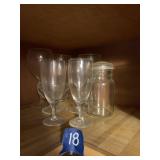 ASSORTED GLASSWARE AND JAR WITH LID