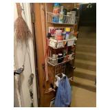 HANGING RACK AND CONTENTS ON BACK OF ROOT CELLAR