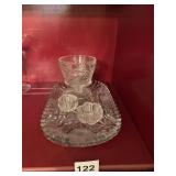 GLASS TRAY QTY 2, GLASS GOBLET, SMALL DECORATIVE