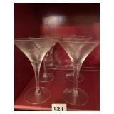 STARBURST CUT GLASS MARTINI GLASSES QTY 6