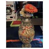 ASIAN STYLE VASE WITH FAUX FLOWERS 19"