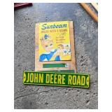SUNBEAM BREAD TIN SIGN MOUNTED ON PLYWOOD, JOHN