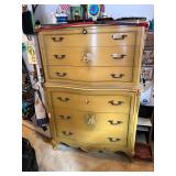 TALL 5 DRAWER DRESSER WITH GLASS TOP