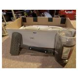 BOX OF RUBBER PANELS, LARGE TONGS, ASSORTED ITEMS