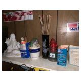 ITEMS ON SHELF, FIREPLACE MATCHES, NATIVE