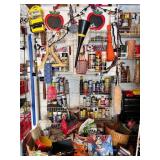 GARAGE CHEMICALS, FUNNELS, UMBRELLAS, TIN