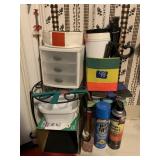 ITEMS NEAR BASEMENT DOOR, PLASTIC DRAWERS, BUG