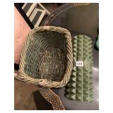 SPIKEY MASSAGER, DISTRESSED GREEN BASKET