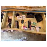 NAPIER EARRINGS, GOLD TONE PINS, HAIR STYLING