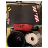 PLASTIC CRATE, CUTTING BOARDS, PAPER TOWEL ROLL