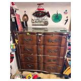 TALL 4 DRAWER DRESSER WITH GLASS TOPPER, NOTE