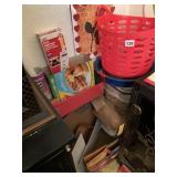 ITEMS IN CORNER OF DINING ROOM, PLASTIC