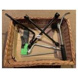 BASKET OF TOOLS FOR CAR, TIRE IRON AND MORE