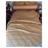 GOLD SHIMMERY TWIN SIZE BED SPREAD WITH ATTACHED