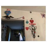 CHICKEN CANDLE HOLDER, ITEMS ON DINING ROOM WALL