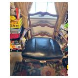 LADDERBACK ARMCHAIR WITH TACK TRIM DETAIL BLACK