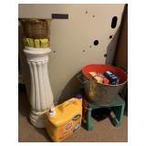 FAUX COLUMN FOR DISPLAY, GALVANIZED BUCKET WITH