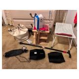 CD STORAGE, METAL STOOL, COMMODE LINERS, KNEE