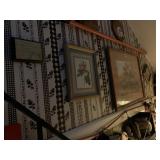 ITEMS HANGING BASEMENT STAIRWAY LEFT SIDE, FRAMED