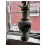 ENAMELED BRASS VASE
