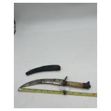 OLDER KULI KNIFE WITH LEATHER SHEATH SIGNS OF AGE