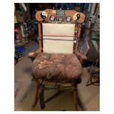 WOODEN ROCKING CHAIR WITH ITEMS ATTACHED, DRILLED