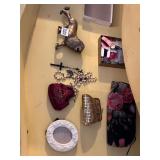 BRASS LION, COIN PURSE, ROSARY