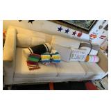 CHEVRON COUCH, DAMAGED AND STAINED, INCLUDING
