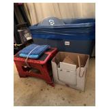 LARGE TOTE WITH OUT LID, SAMSONITE STEP STOOL,