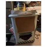 TRASH CAN WITH HOLE CUT OUT OF IT, CLEANING