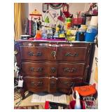 3 DRAWER DRESSER WITH GLASS TOPPER AND MIRROR,