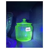 VASELINE URANIUM BISCUIT JAR W/ LID