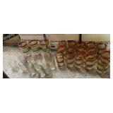 MCM STRIPPED SET OF 18 GLASSES