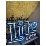 LITE BEER VINTAGE NEON LIGHT BLUE AND WHITE