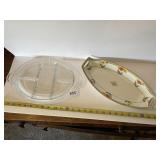 CLEAR DEPRESSION GLASS DIVIDED SERVING DISH WITH