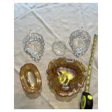 CARNIVAL GLASS SERVING PIECES, CLEAR GLASS GRAPE