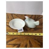 5" MILK GLASS HEN ON NEST CANDY DISH