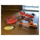 PLASTIC TOY VEHICLES INCLUDING BOAT