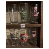 I C GOLDEN LAGER AND 5 OTHER GLASSES