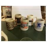 5 BEER STEINS INCLUDING BUSCH GARDENS, ONE WITH