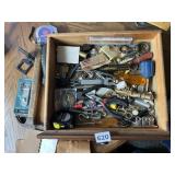 CONTENTS OF DRAWER INCLUDING HAMMER, TAPE